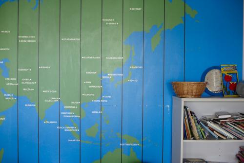 A map of the world in Bumblebee parent's lounge